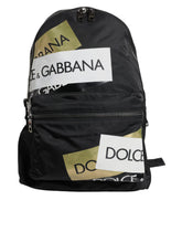Dolce & Gabbana Black Logo Tape Polyamide School Travel Backpack Bag